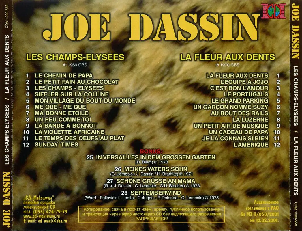 Joe Dassin - Les Champs-Elysees `69 & La Fleur Aux Dents `70 (2001 ...