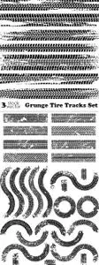 Vectors - Grunge Tire Tracks Set