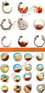 Autumn harvest logos vector