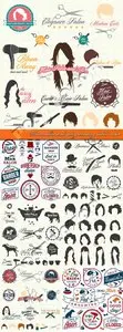 Hair salon and pet grooming label vector
