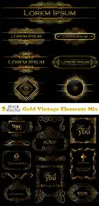 Vectors - Gold Vintage Elements Mix
