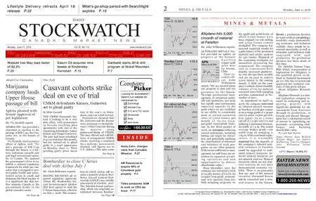 Stockwatch - Canada Daily – June 11, 2018