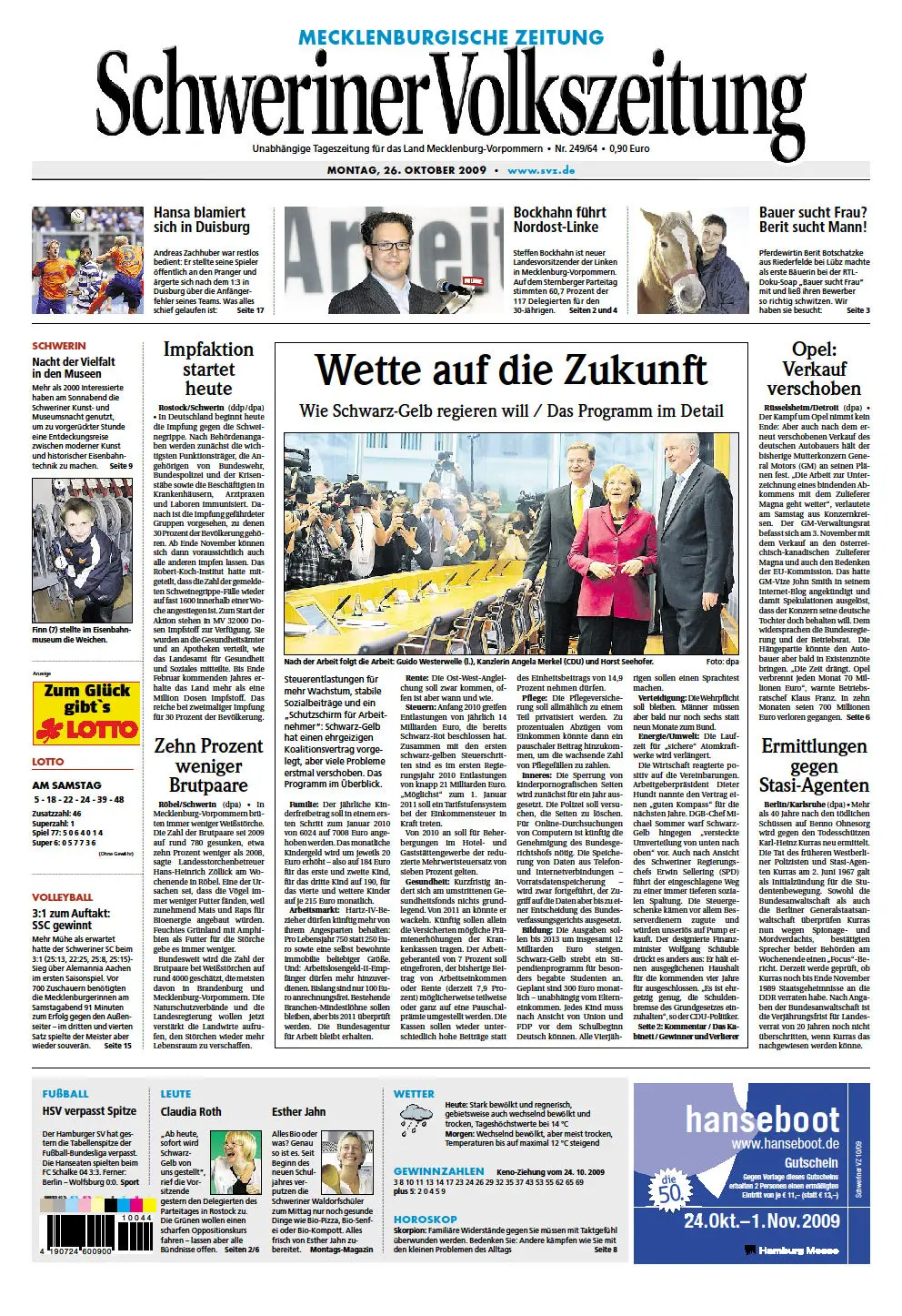 Schweriner Volkszeitung 26.10.2009 (Ausgabe Schwerin)