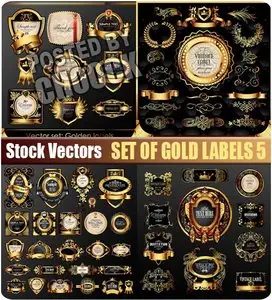 Set of gold labels 5 - Stock Vector