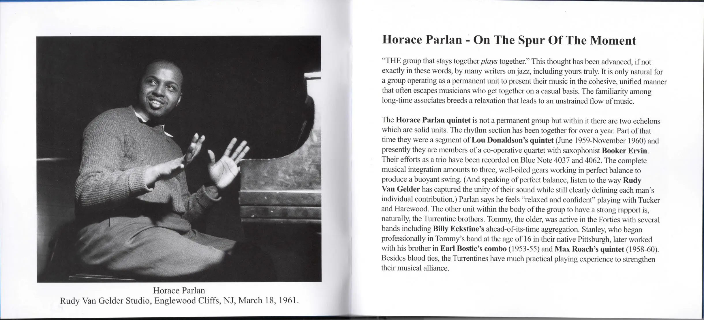 Horace Parlan - On The Spur Of The Moment (1961) {2011 Audio Wave