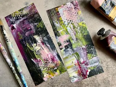 Acrylic Paint Abstracts On Mineral Paper Creating And Exploring Techniques And Paper