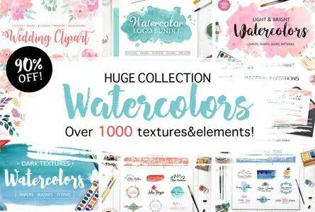 CreativeMarket - Huge Watercolor Bundle