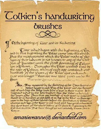 Tolkien's handwriting brushes  for Adobe Photoshop