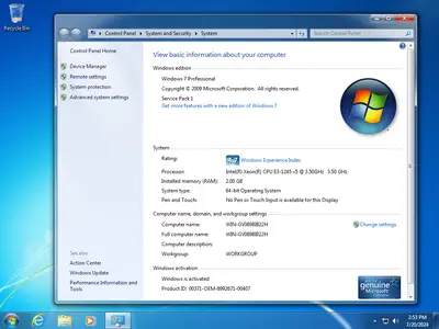 Windows 7 Professional SP1 Multilingual (x64) Preactivated July 2024