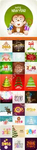 2016 Merry Christmas and Happy New Year vector background 15