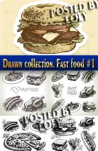 Hand drawn collection. Fast food #1 - Stock Vector