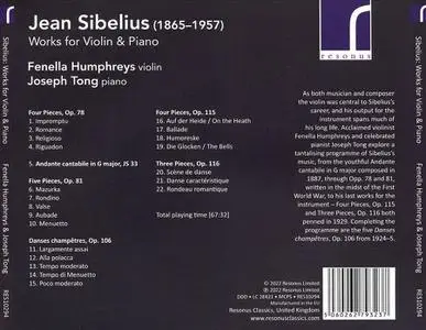 Fenella Humphreys, Joseph Tong - Jean Sibelius: Works for Violin & Piano (2022)