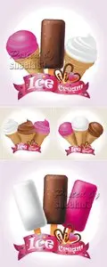 Ice Cream Cards Vector