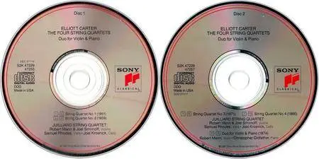 Juilliard String Quartet, Christopher Oldfather - Elliott Carter: The Four String Quartets, Duo For Violin and Piano (1991) 2CD