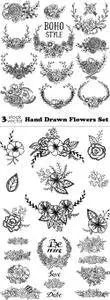 Vectors - Hand Drawn Flowers Set