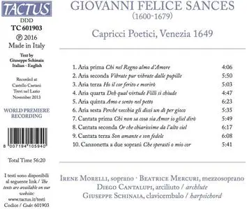 Irene Morelli, Beatrice Mercuri, Diego Cantalupi, Giuseppe Schinaia - Giovanni Felice Sances: Capricci Poetici, 1649 (2016)