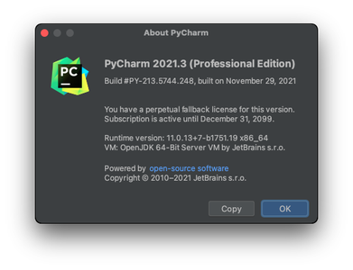 PyCharm Professional 2021.3 macOS