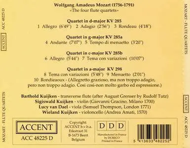 Barthold Kuijken, Sigiswald Kuijken, Lucy van Dael, Wieland Kuijken - Mozart: Flute Quartets (1982) (Repost)