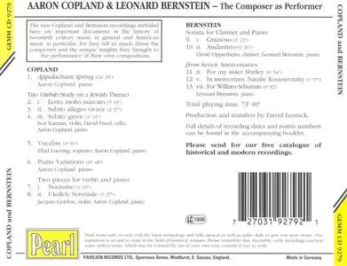 Aaron Copland & Leonard Bernstein - The Composer As Performer (1997) {Pearl GEMM CD9279 rec 1933-1944}