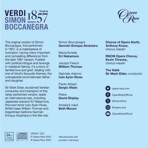 Mark Elder, The Hallé - Giuseppe Verdi: Simon Boccanegra (Original 1857 Version) (2025)