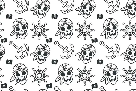 EE - Pirates Seamless Pattern Background Illustration RT9ZQ8P