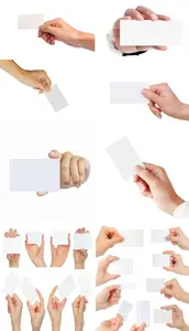 Hands of people with blank business cards