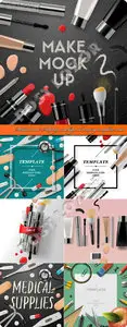 Medical and Makeup mockup advertising template vector