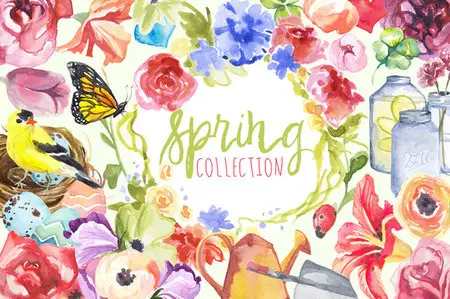 CreativeMarket - Watercolor Spring Collection
