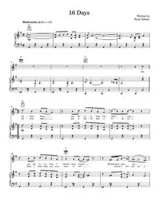 16 Days - Ryan Adams, Tim McGraw (Piano-Vocal-Guitar)