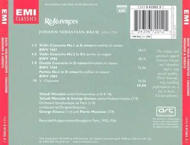 Yehudi Menuhin - J.S. Bach: Violion Concertos, Chaconne (2000)