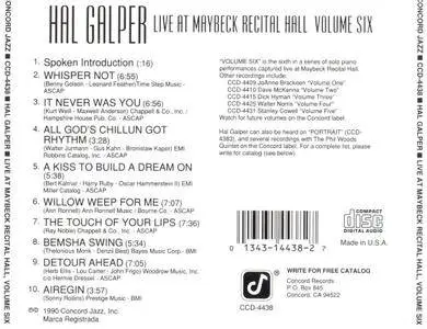 Hal Galper - Live At Maybeck Recital Hall, Vol. 6 (1990)