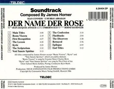 James Horner - Der Name Der Rose (Soundtrack) (1986) {Teldec West Germany}