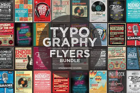 CreativeMarket - 17 Typography Flyers + FB Covers