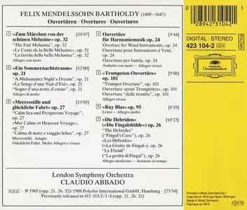 Claudio Abbado, London Symphony Orchestra - Felix Mendelssohn: Ouvertüren (1988)