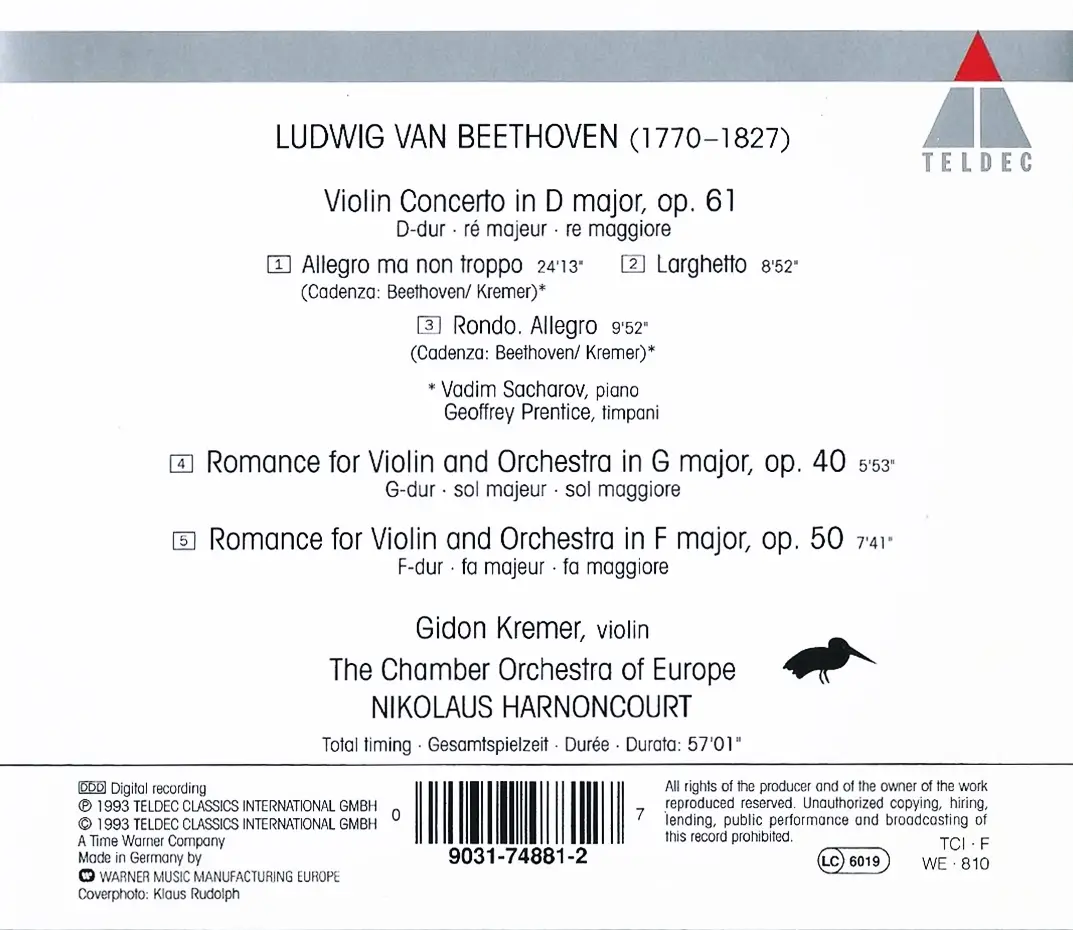 Gidon Kremer Nikolaus Harnoncourt Beethoven Violin Concerto