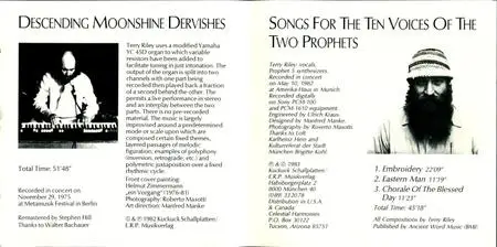 Terry Riley ‎- Descending Moonshine Dervishes / Songs for the Ten Voices of the Two Prophets (1992) {Kuckuck 12047-2}