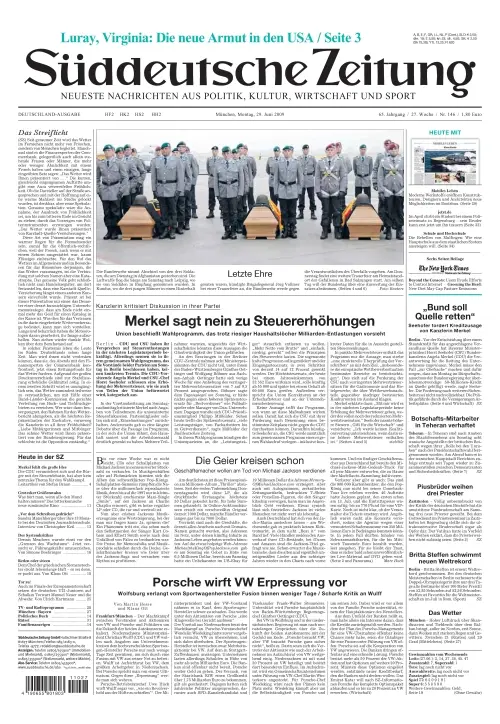 Sueddeutsche Zeitung vom 29.06.2009
