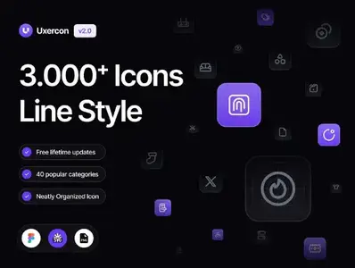 Ui8 - 3000+ Line Icon Styles - Uxercon Icon Library V2.0