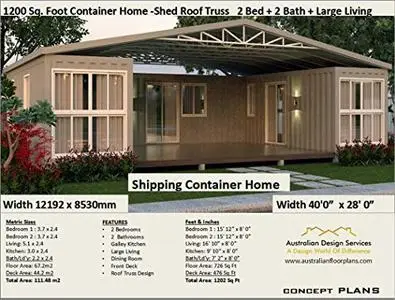 Shipping Container Home plans 1200 SQ. FOOT-2 Bedroom Container Home