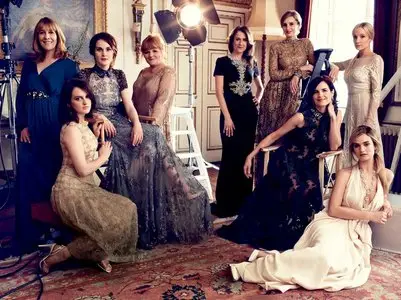 Michelle Dockery and the actresses of 'Downton Abbey' by Alexi Lubomirski for Harper's Bazaar UK August 2014