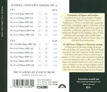 Handel- AoAM, Manze - Concerti grossi, Op. 6 (1998, Harmonia Mundi # HMU907228.29)