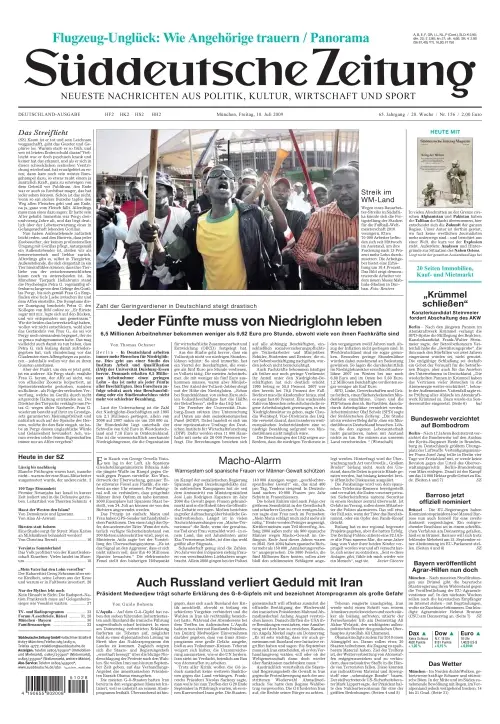 Sueddeutsche Zeitung vom 10.07.2009