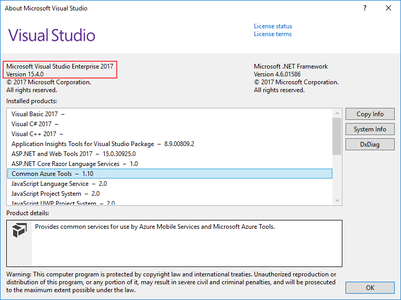 Microsoft Visual Studio 2017 version 15.4