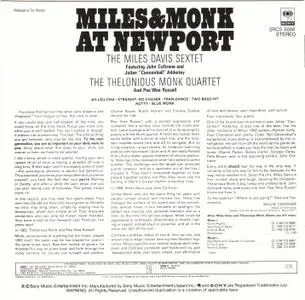 Miles Davis & Thelonious Monk - Miles & Monk At Newport (1991) {Sony Music Japan SRCS 5698 rec 1958, 1963}