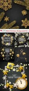 Vectors - Black Christmas Backgrounds Set 5