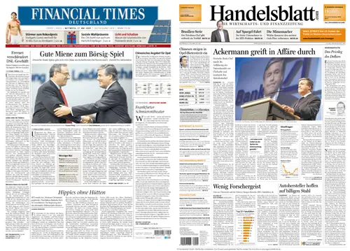 FinancialTimes Deutschland  & Handelsblatt vom 27.05.2009
