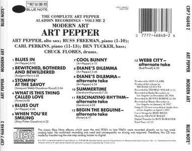 Art Pepper - Modern Art - The Complete Art Pepper Aladdin Recordings, Vol. 2 (1957) { {Blue Note CDP 7 46848 2 rel 1988}