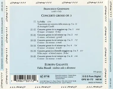 Fabio Biondi, Europa Galante - Geminiani: Concerti grossi, Op. 3 (1997)