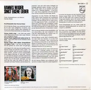 Hannes Wader - Singt Eigene Lieder (Philips 844 360 PY) (GER 1972, 1969) (Vinyl 24-96 & 16-44.1)