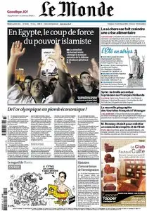 Le Monde et Supplément J.O. Londres du Mardi 14 Aout 2012